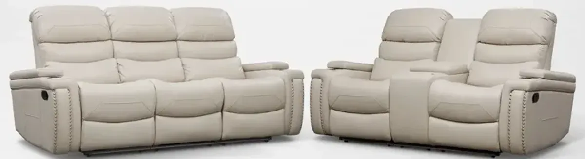 Jackson Manual Reclining Sofa and Loveseat Set - Ivory