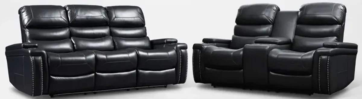 Jackson Triple-Power Reclining Sofa and Loveseat Set - Black