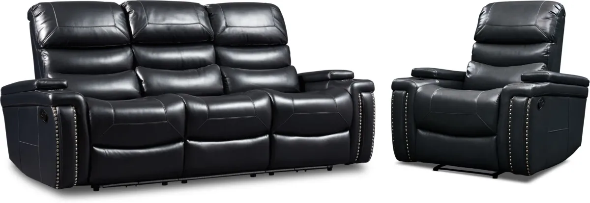 Jackson Manual Reclining Sofa and Recliner Set - Black