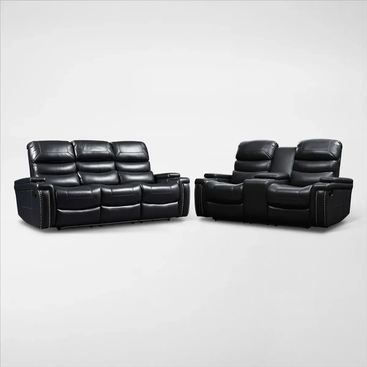 Jackson Manual Reclining Sofa and Loveseat Set - Black