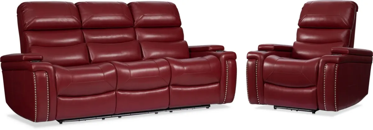 Jackson Triple-Power Reclining Sofa and Recliner - Red