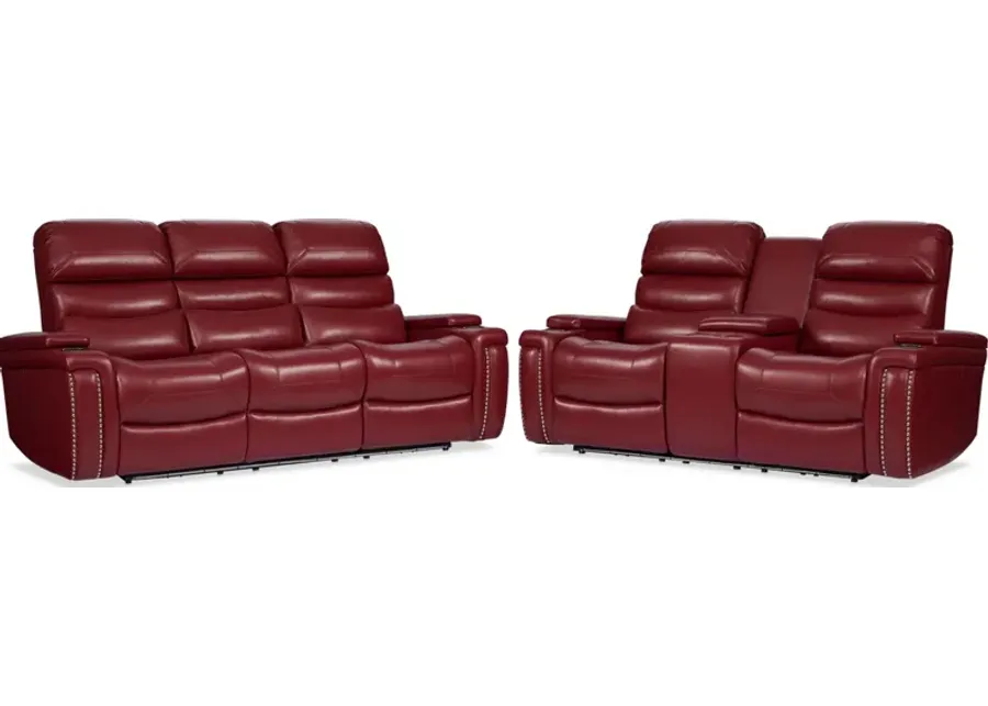 Jackson Triple-Power Reclining Sofa and Loveseat - Red by
