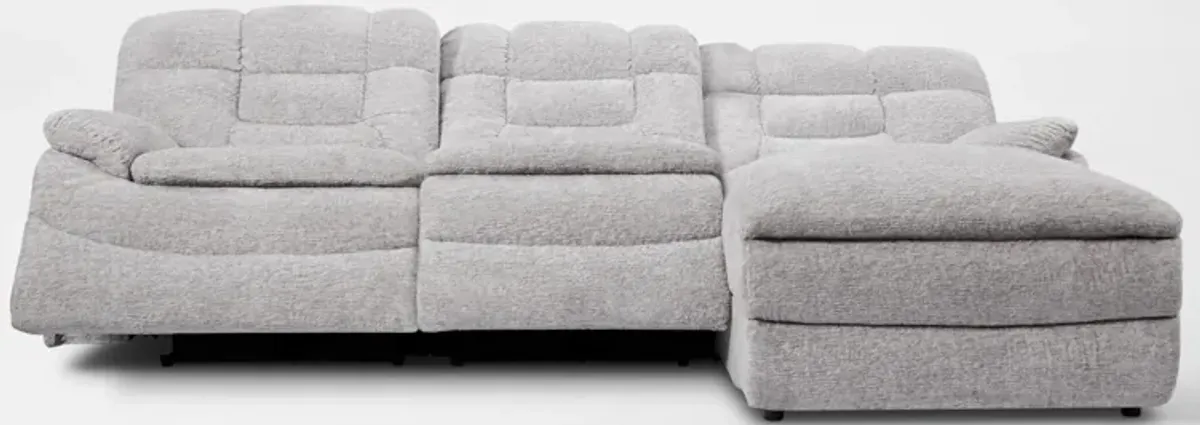 Big Softie 3-Piece Dual-Power Reclining Sectional w/ Right-Facing Chaise & 2 Reclining Seats - Gray