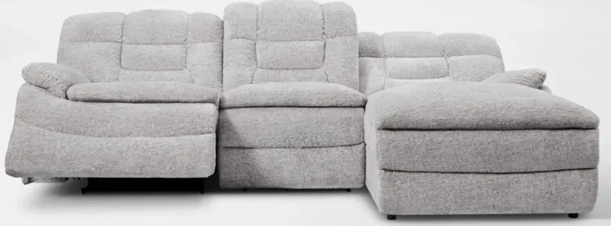 Big Softie 3-Piece Dual-Power Reclining Sectional w/ Right-Facing Chaise & 2 Reclining Seats - Gray