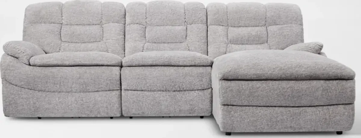 Big Softie 3-Piece Dual-Power Reclining Sectional w/ Right-Facing Chaise & 2 Reclining Seats - Gray