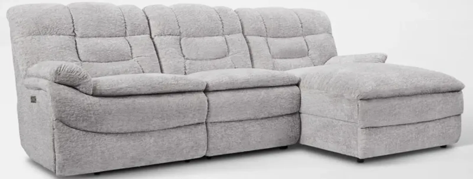 Big Softie 3-Piece Dual-Power Reclining Sectional w/ Right-Facing Chaise & 2 Reclining Seats - Gray