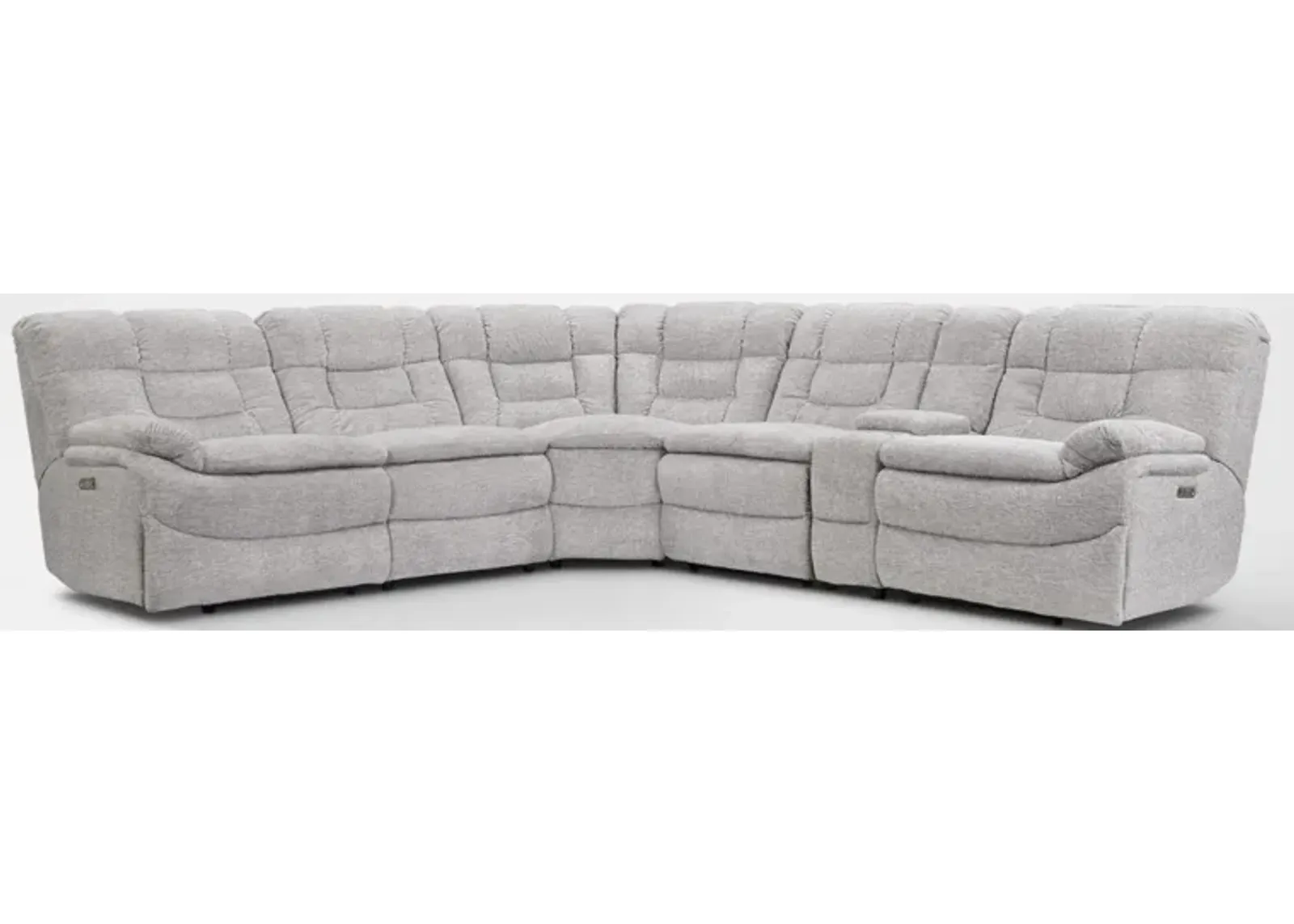 Big Softie 6-Piece Dual-Power Reclining Sectional with 3 Reclining Seats - Light Gray