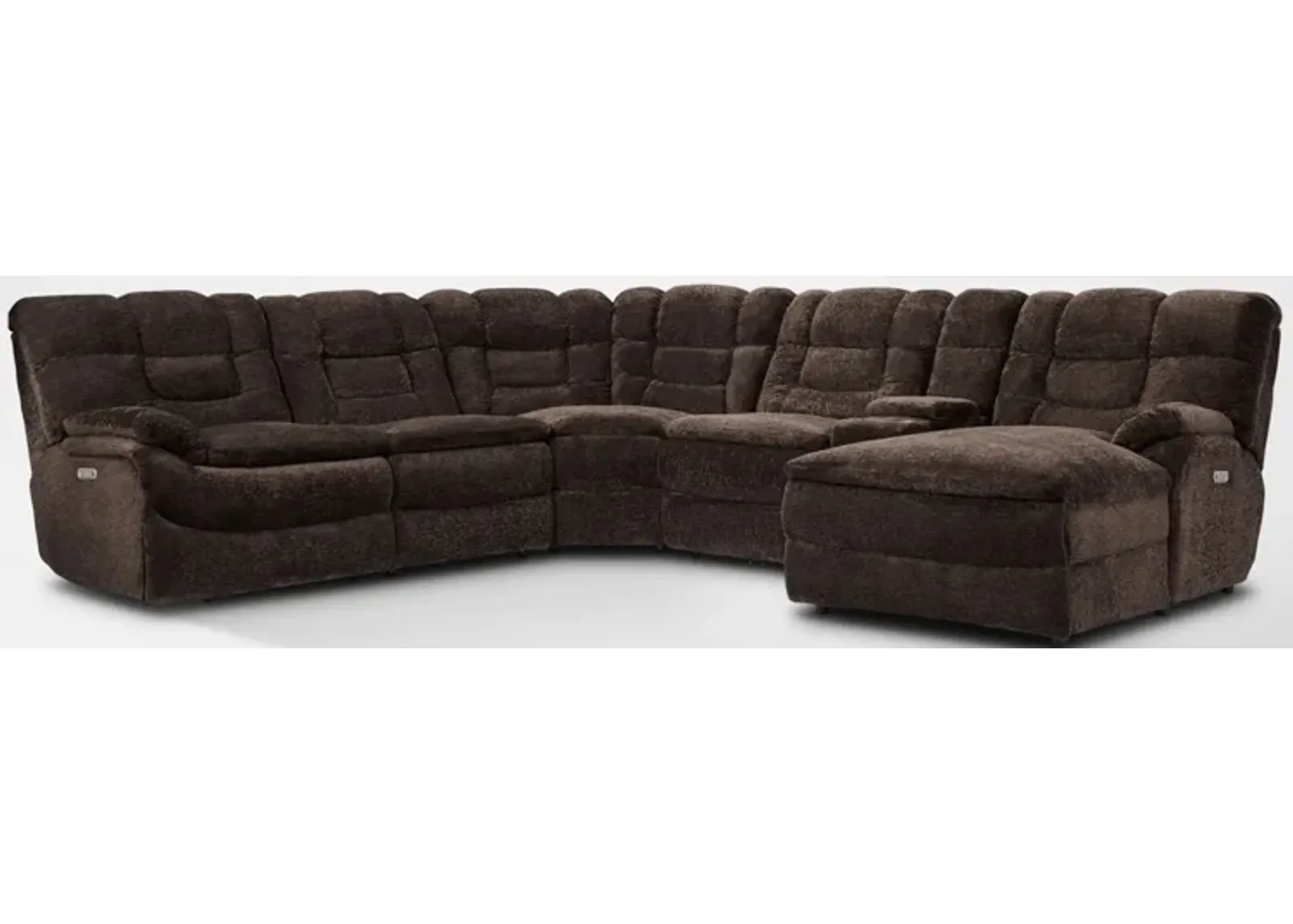 Big Softie 6-Piece Dual-Power Reclining Sectional with Right-Facing Chaise - Chocolate