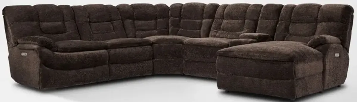 Big Softie 6-Piece Dual-Power Reclining Sectional with Right-Facing Chaise - Chocolate