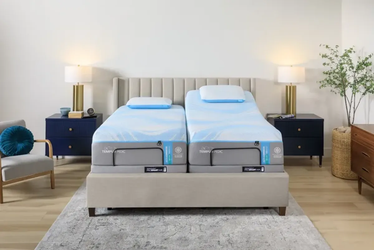 TEMPUR-ActiveBreeze® Med. Hybrid Split King Mattress & TEMPUR-Ergo® ProSmart® Air Adjustable Base