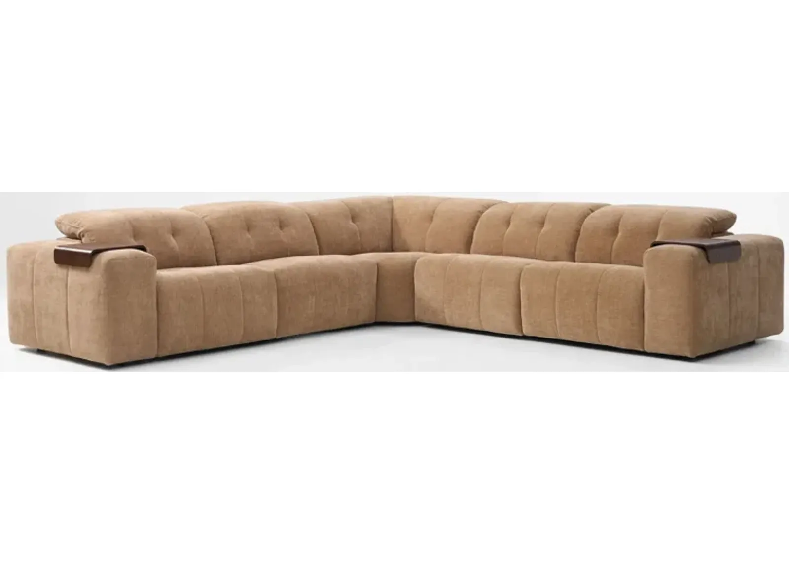 Terrace Dual-Power 5-Piece Reclining Sectional with Tray Tables