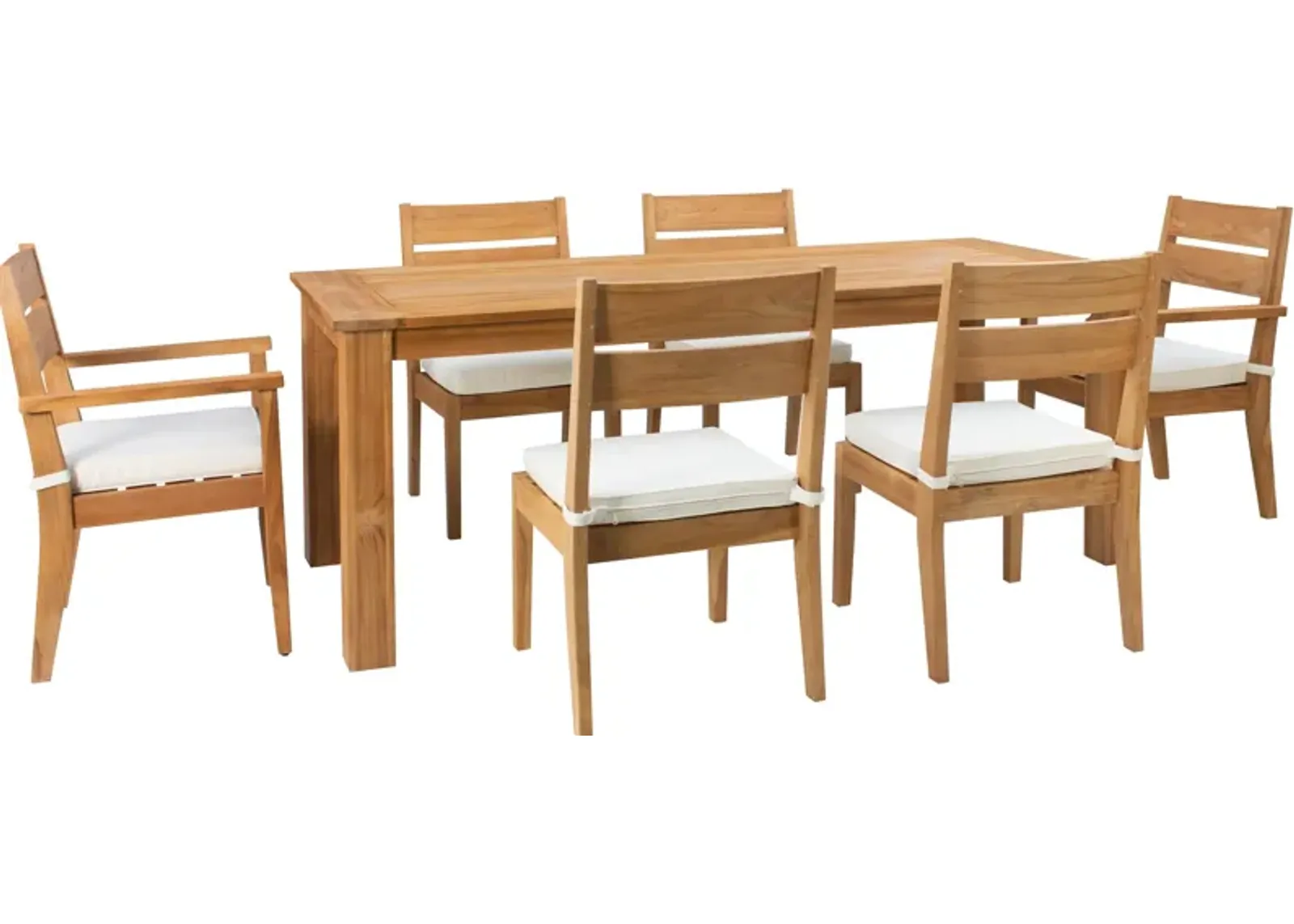 Long Beach Outdoor Dining Table, 2 Dining Armchairs and 4 Dining Chairs