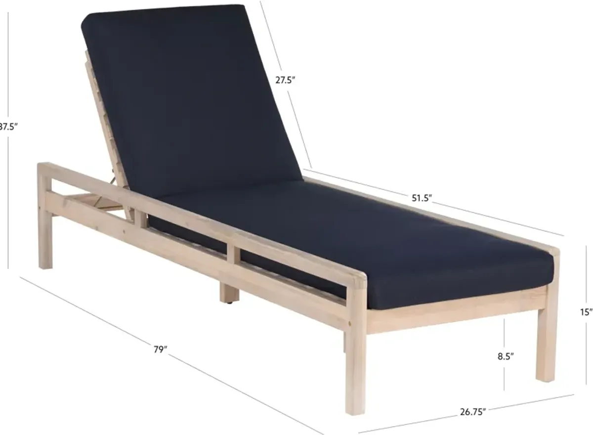 Annotto Bay Outdoor Chaise Lounge - Blue/Natural