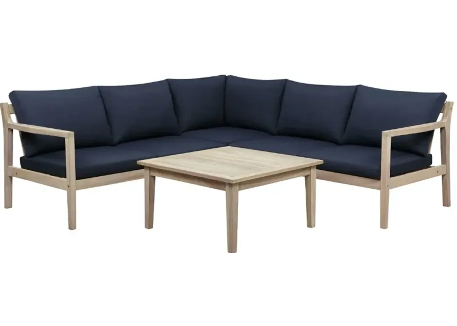 Annotto Bay 3-Piece Outdoor Sectional and Coffee Table - Blue/Natural