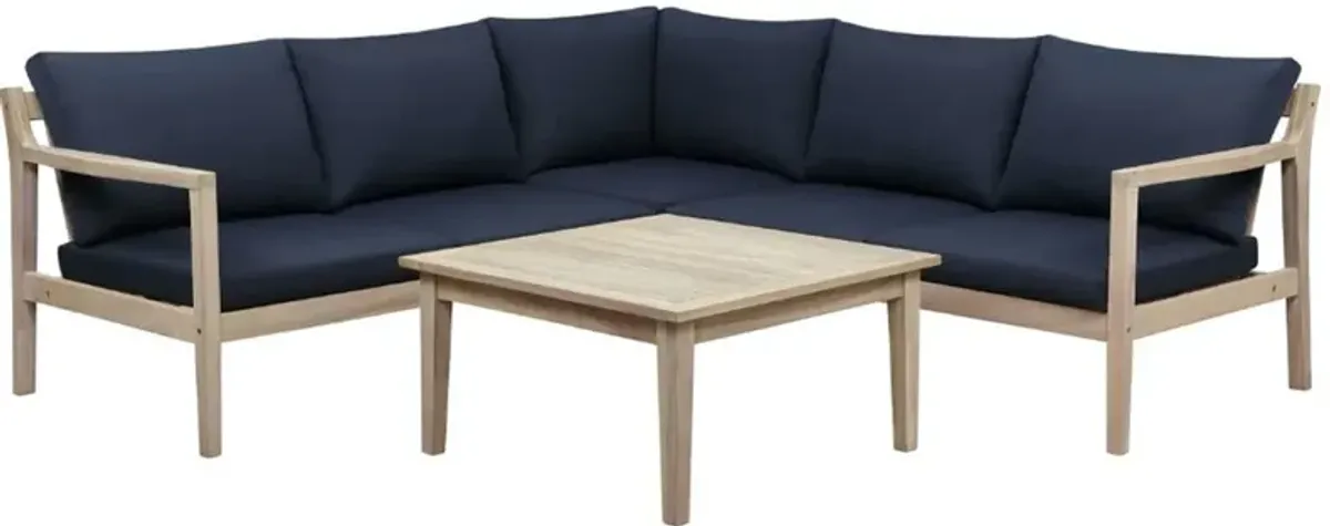 Annotto Bay 3-Piece Outdoor Sectional and Coffee Table - Blue/Natural