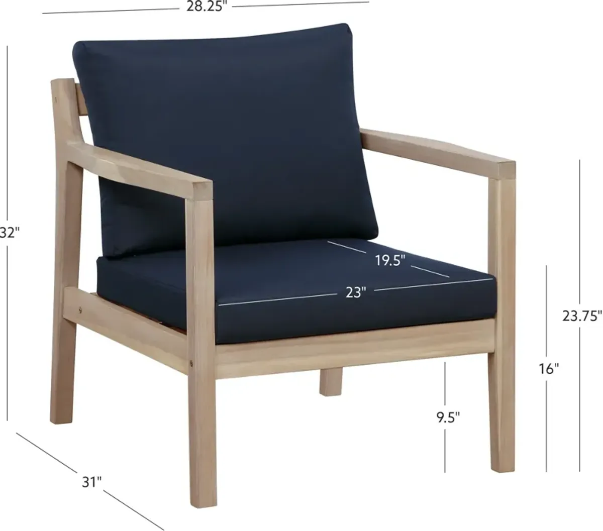 Annotto Bay Set of 2 Outdoor Lounge Chairs - Blue/Natural