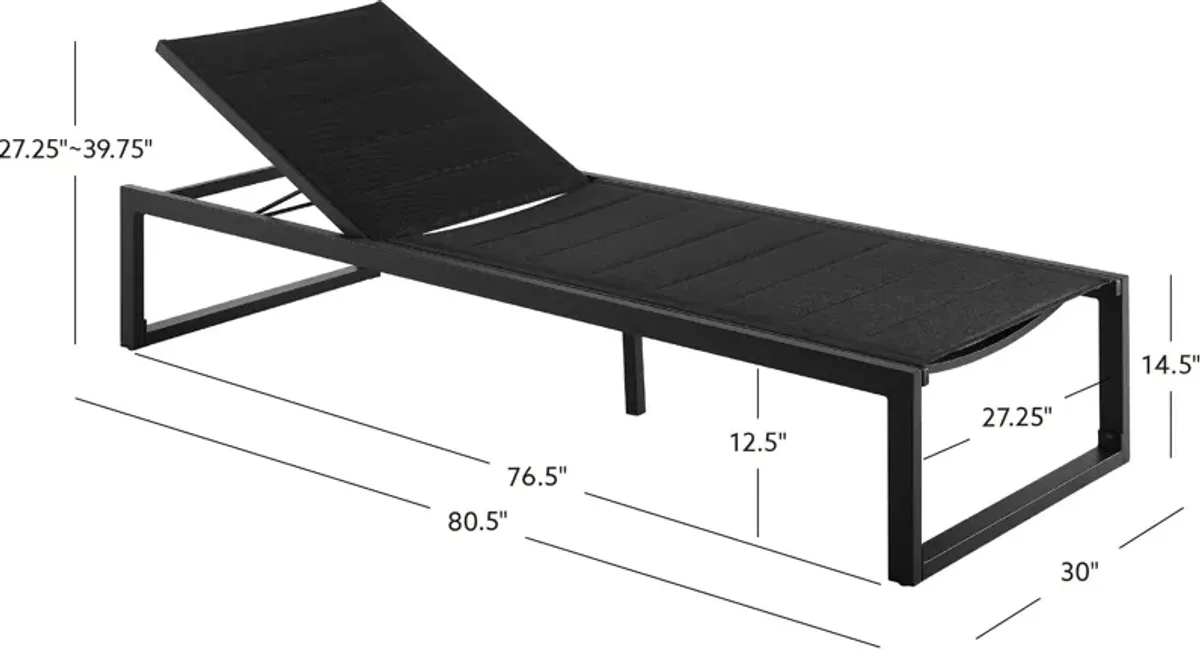 South Hampton Outdoor Chaise Lounge - Black