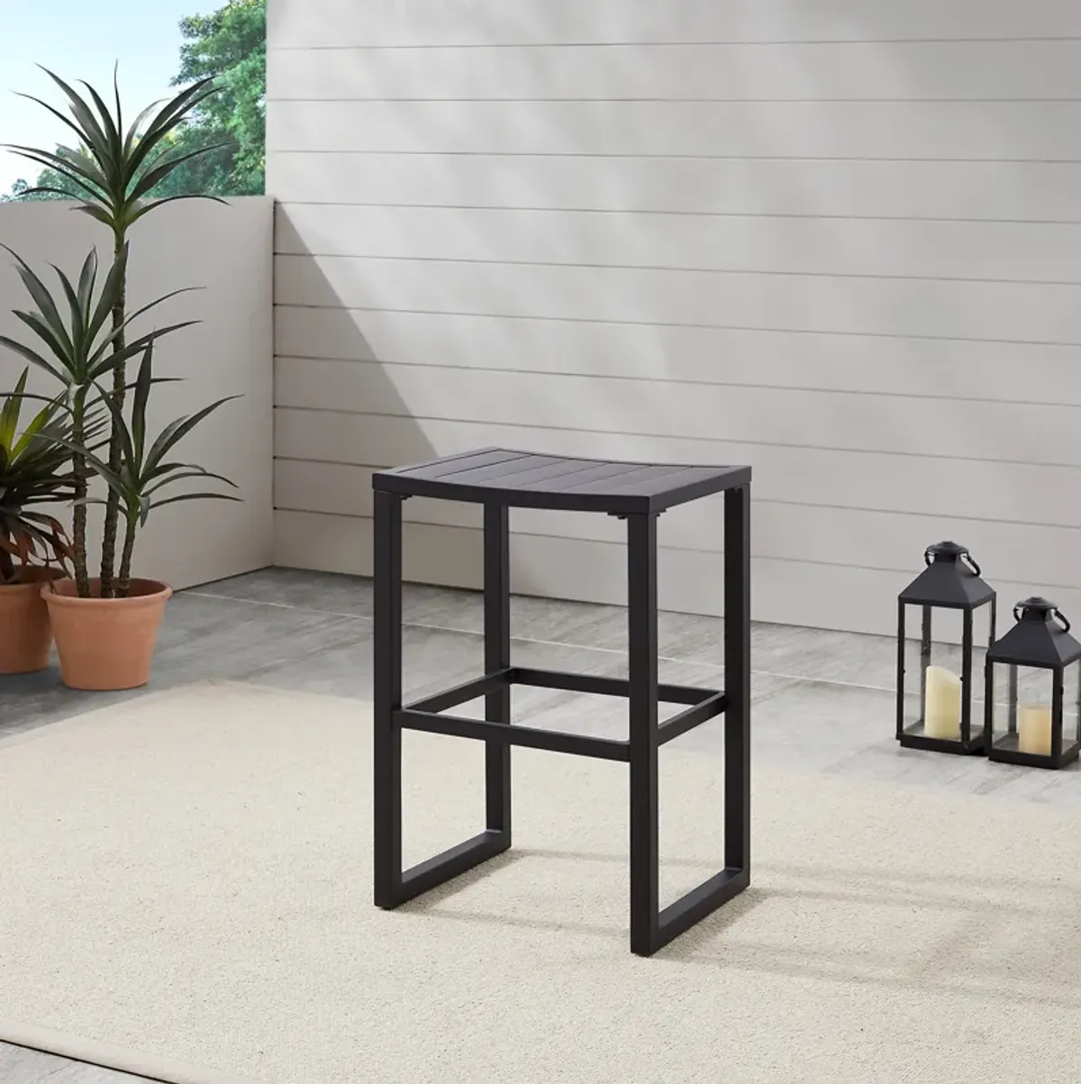 South Hampton Set of 2 Outdoor Bar Stools - Black