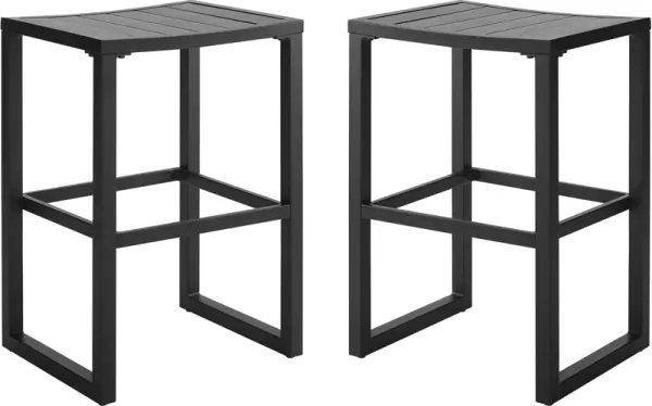 South Hampton Set of 2 Outdoor Bar Stools - Black