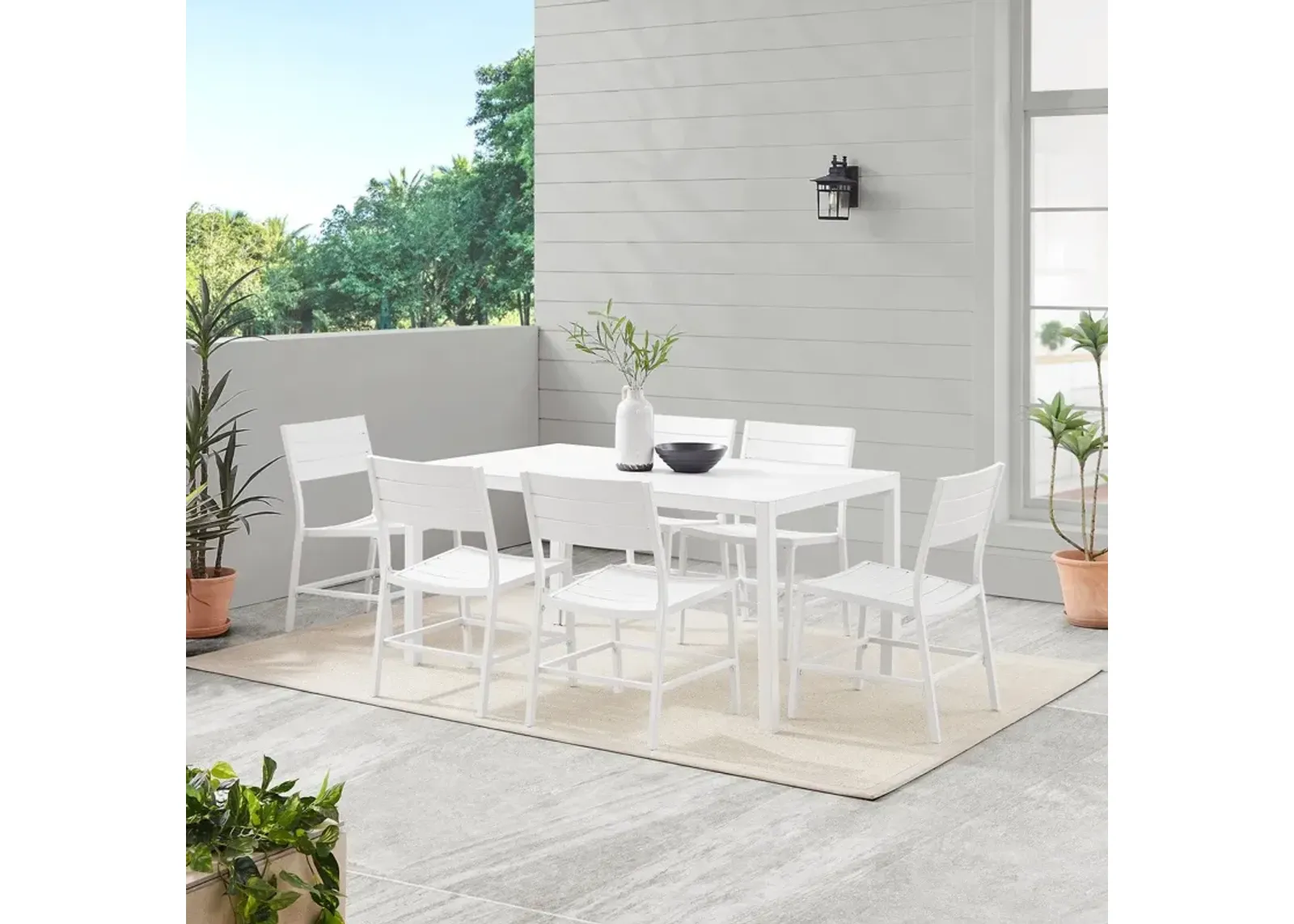 South Hampton Outdoor Dining Table and 6 Dining Chairs - White