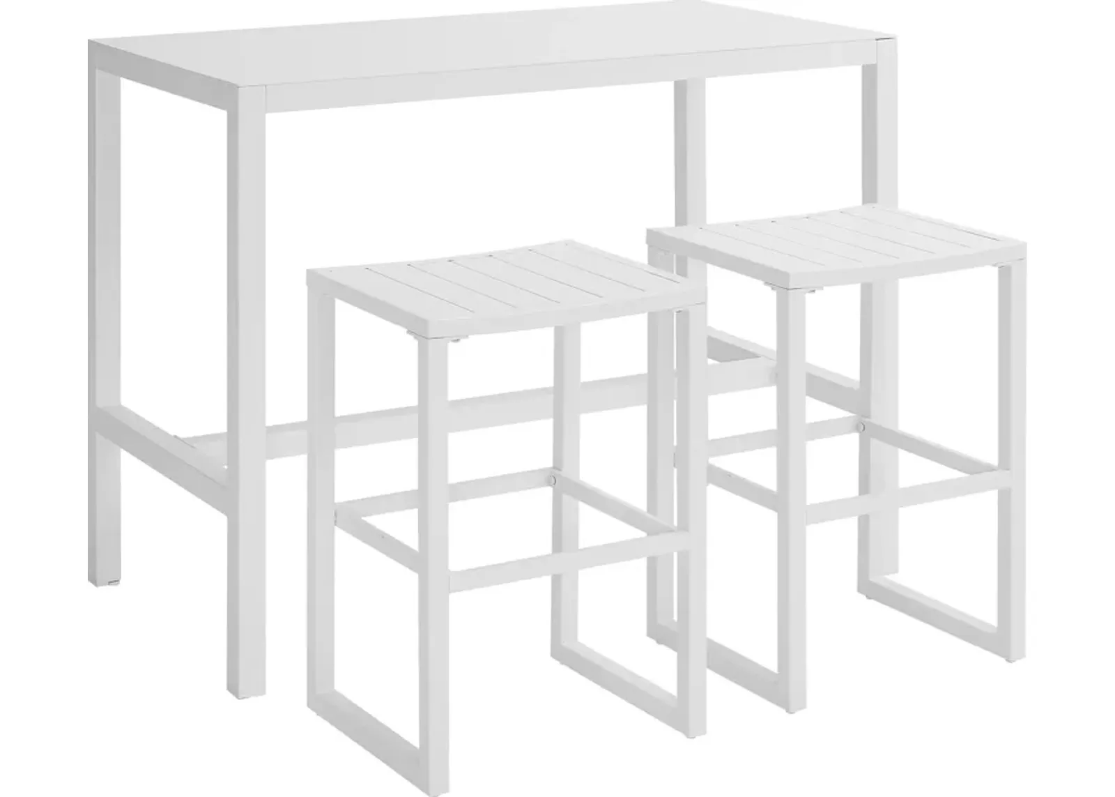 South Hampton Outdoor Bar Table and 2 Bar Stools - White