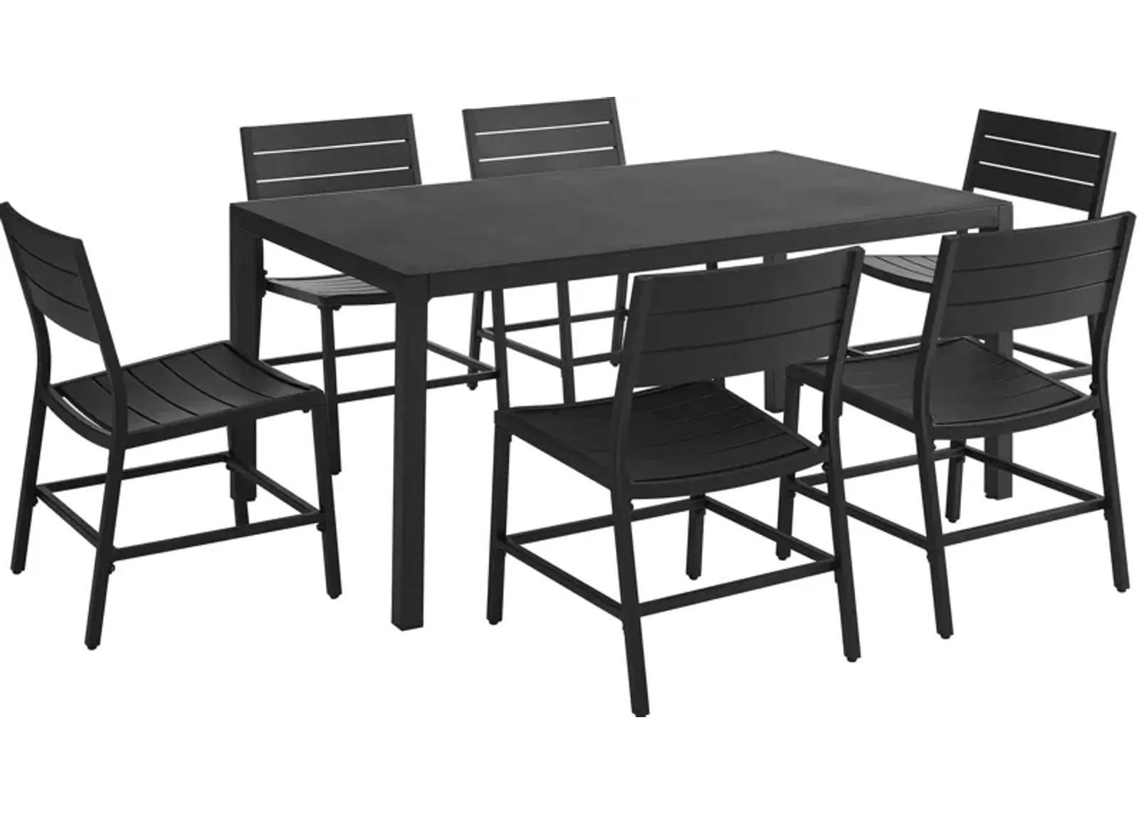 South Hampton Outdoor Dining Table and 6 Dining Chairs - Black