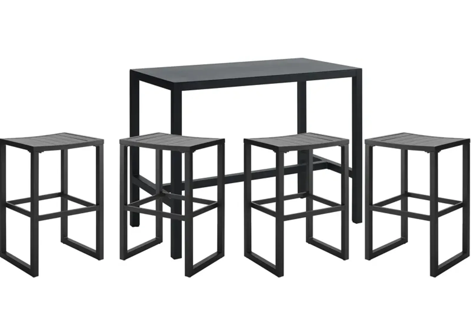 South Hampton Outdoor Bar Table and 4 Bar Stools - Black