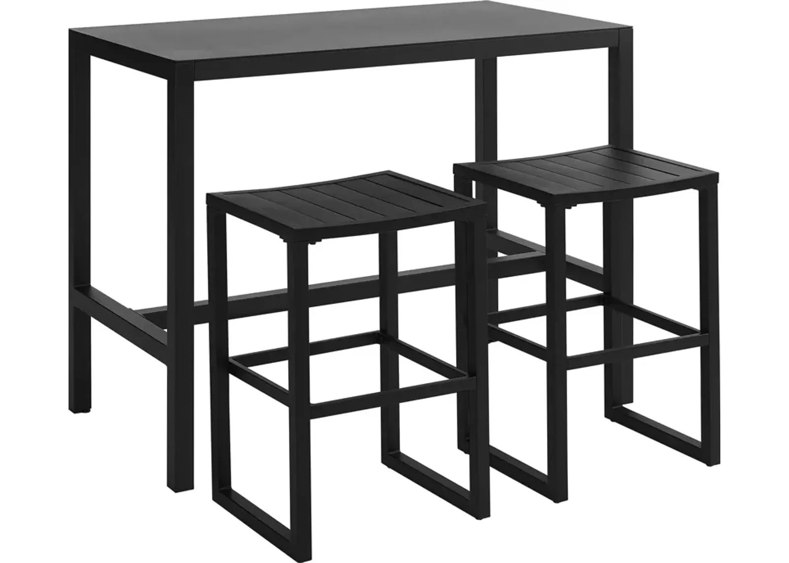 South Hampton Outdoor Bar Table and 2 Bar Stools - Black