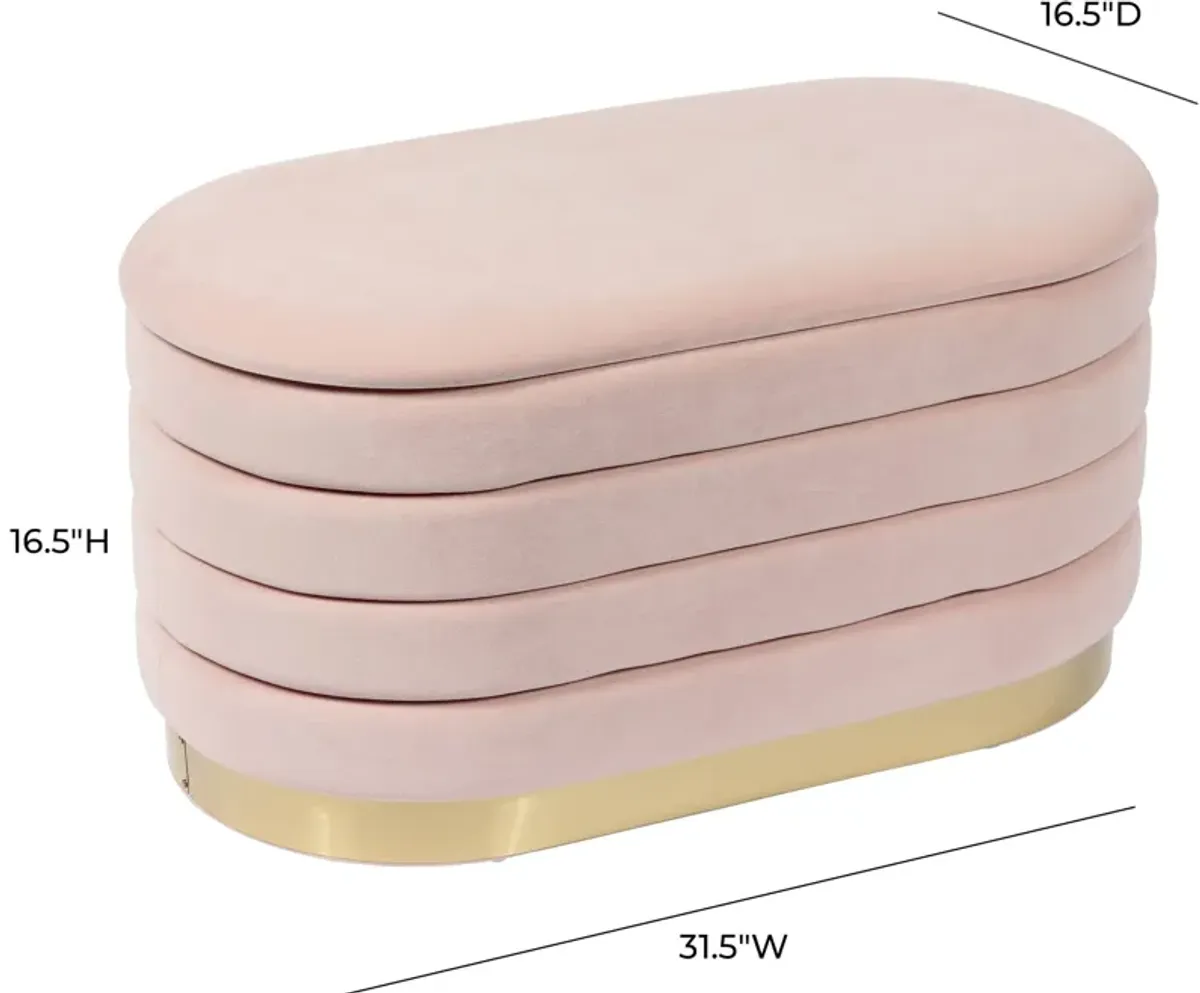 Sanja Upholstered Storage Bench - Blush