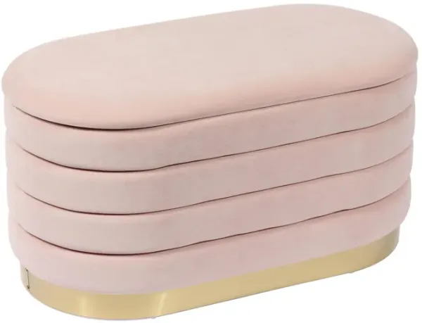 Sanja Upholstered Storage Bench - Blush
