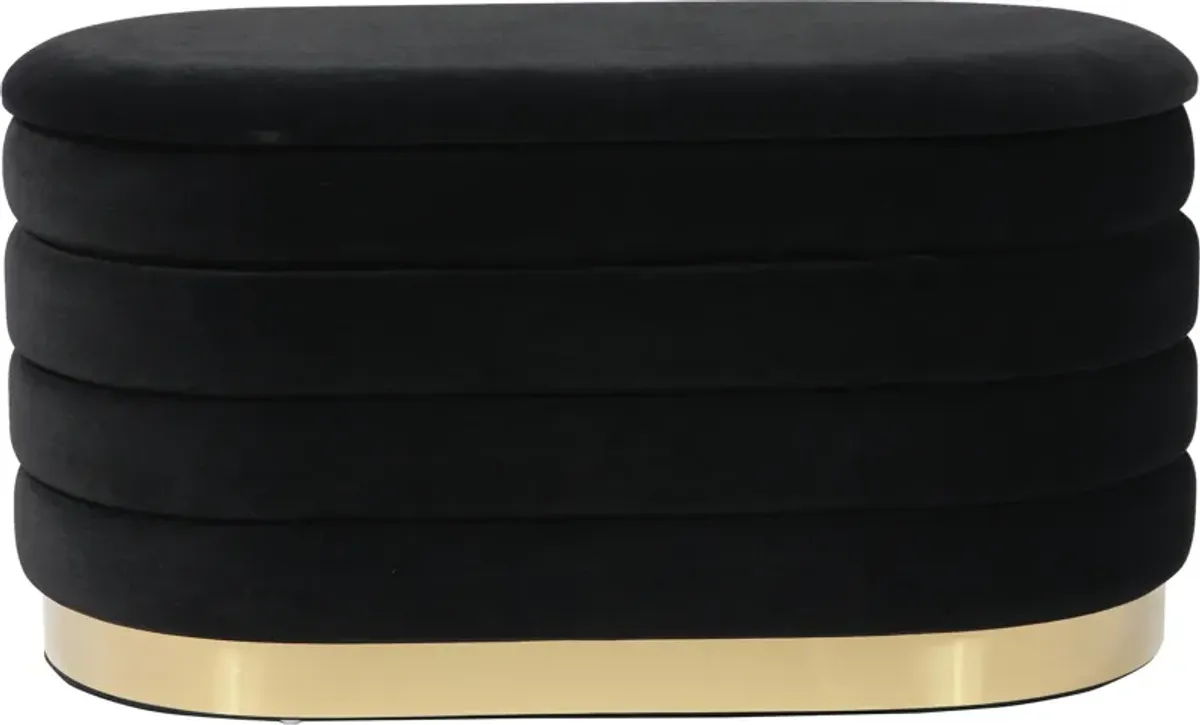 Sanja Upholstered Storage Bench - Black