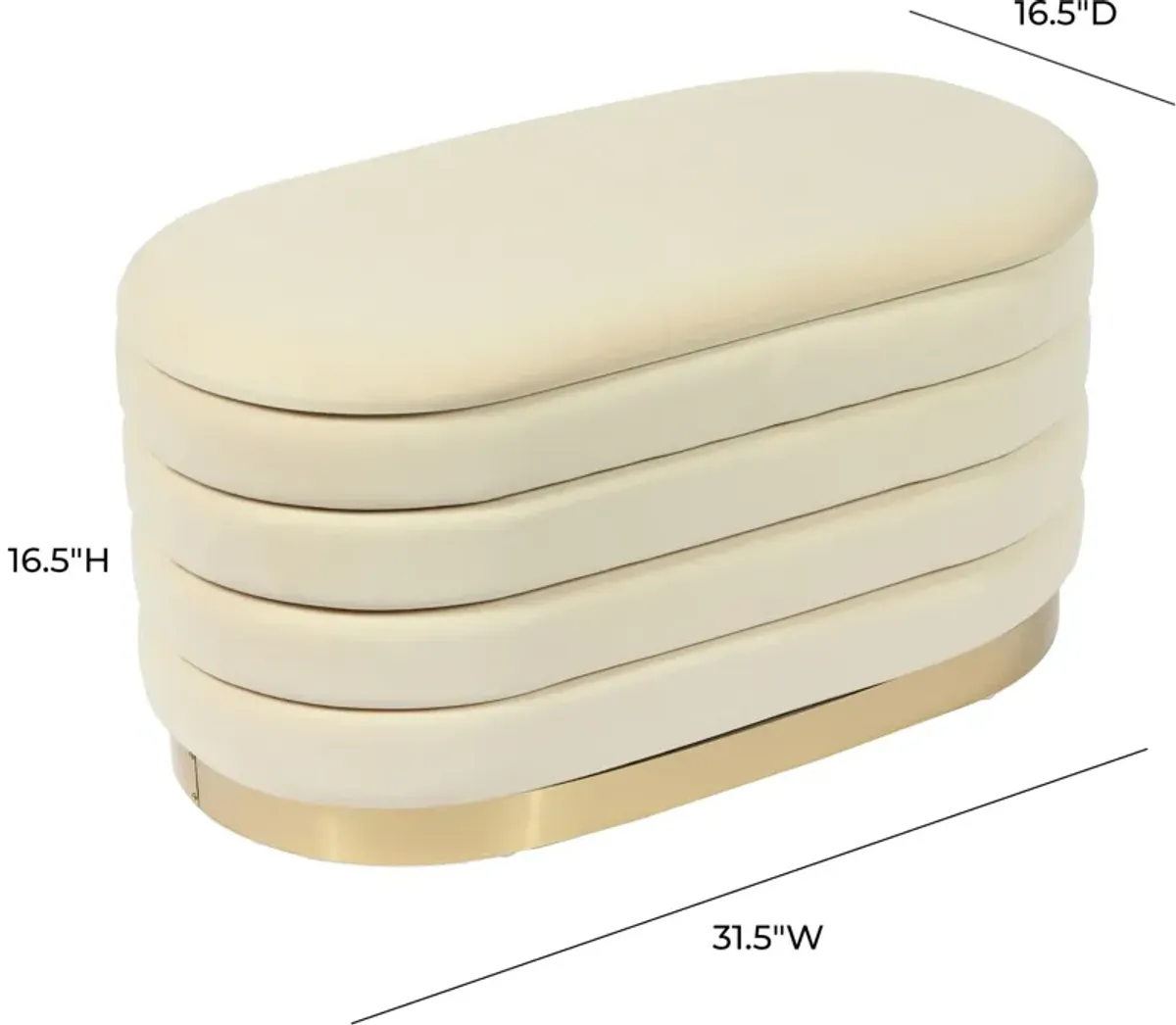 Sanja Upholstered Storage Bench - Cream