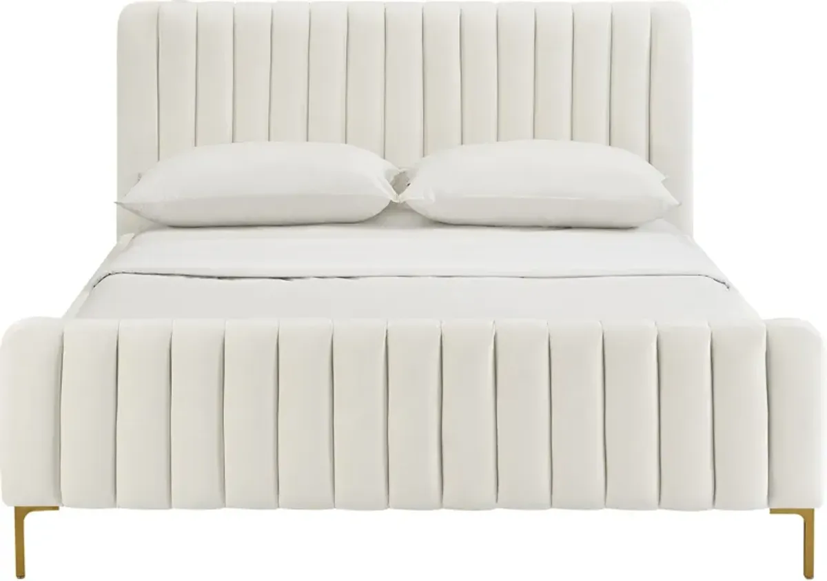 Maylin Upholstered Platform Full Bed - Cream