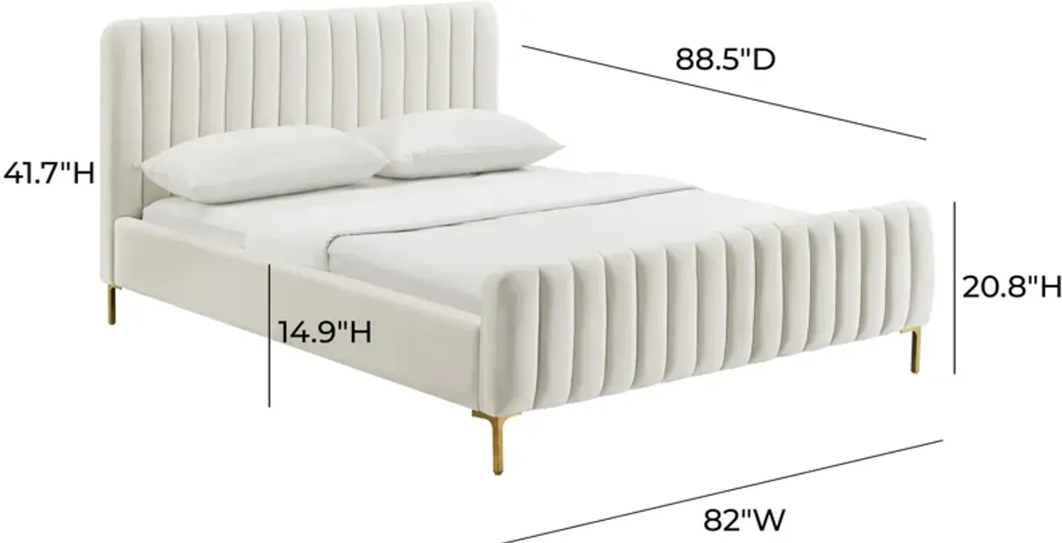 Maylin Upholstered Platform King Bed - Cream