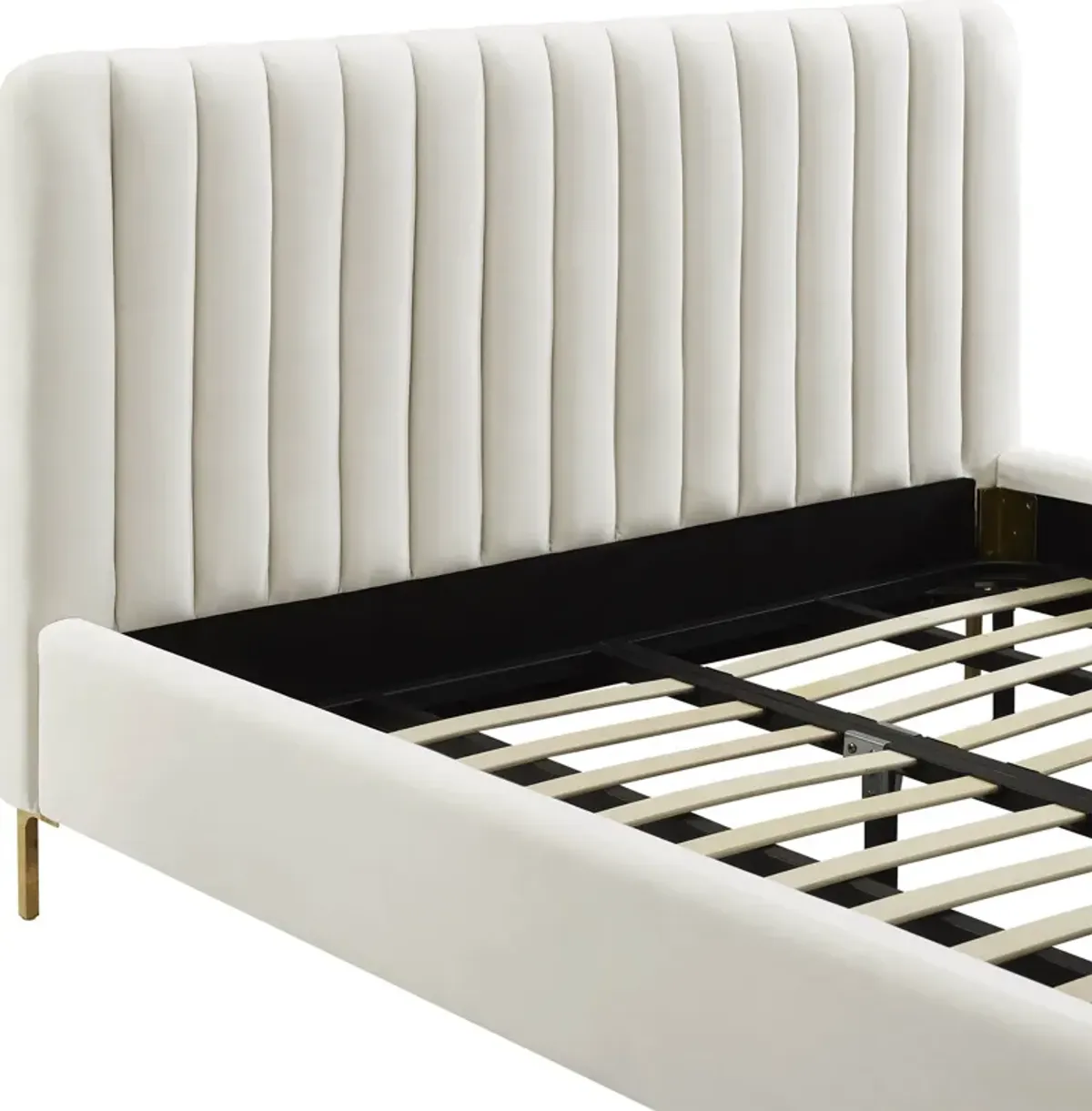 Maylin Upholstered Platform King Bed - Cream