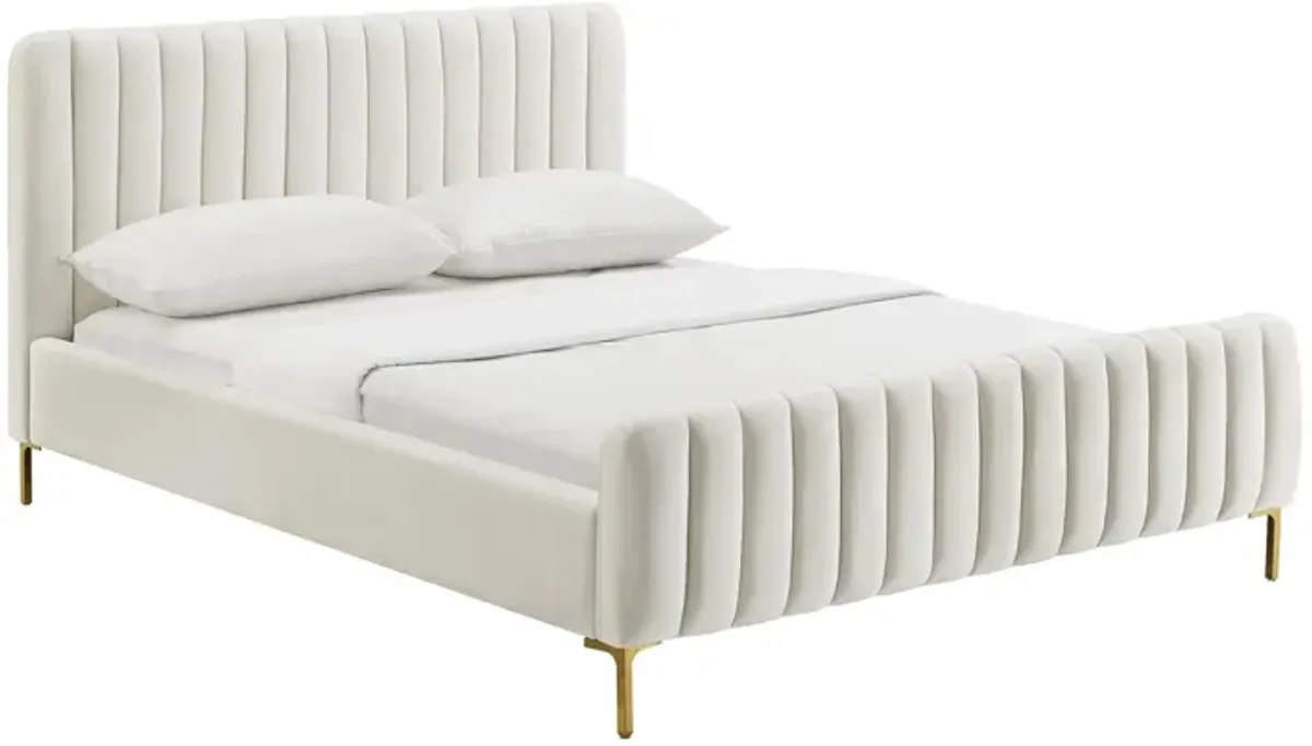 Maylin Upholstered Platform King Bed - Cream