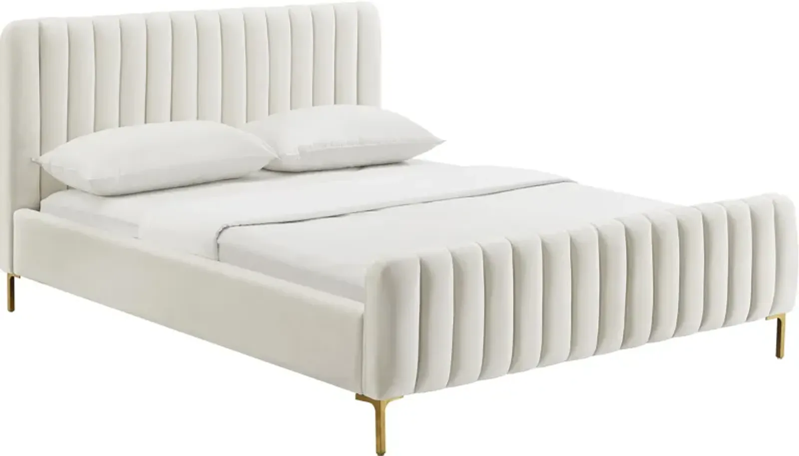 Maylin Upholstered Platform King Bed - Cream