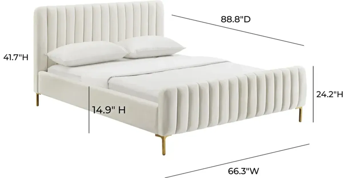 Maylin Upholstered Platform Queen Bed - Cream