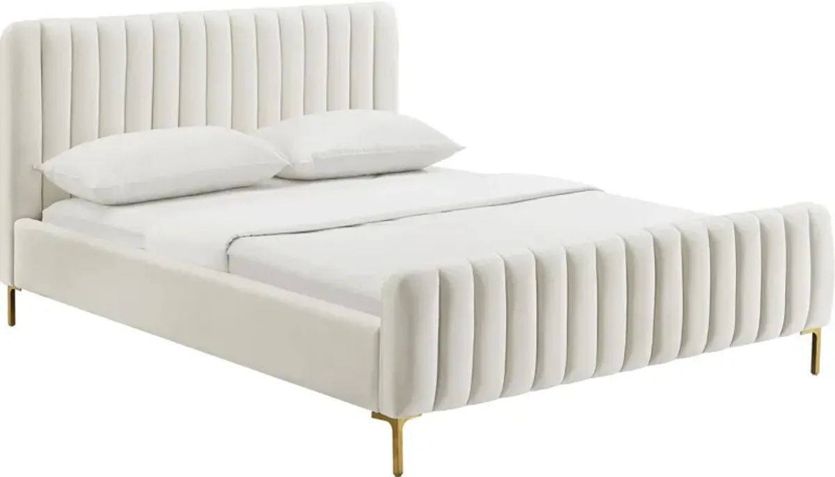 Maylin Upholstered Platform Queen Bed - Cream