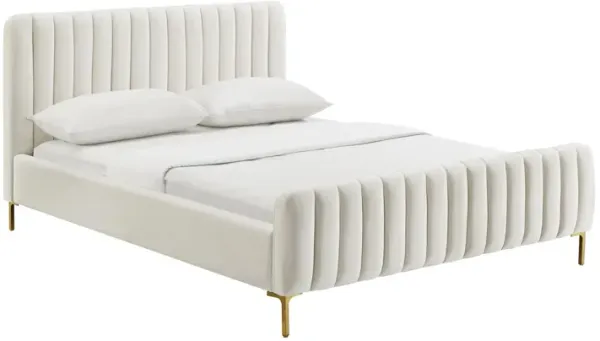Maylin Upholstered Platform Queen Bed - Cream