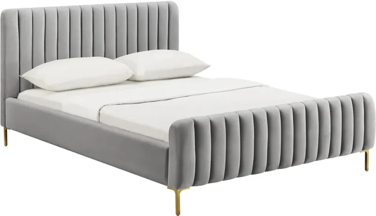 Maylin Upholstered Platform Queen Bed - Gray