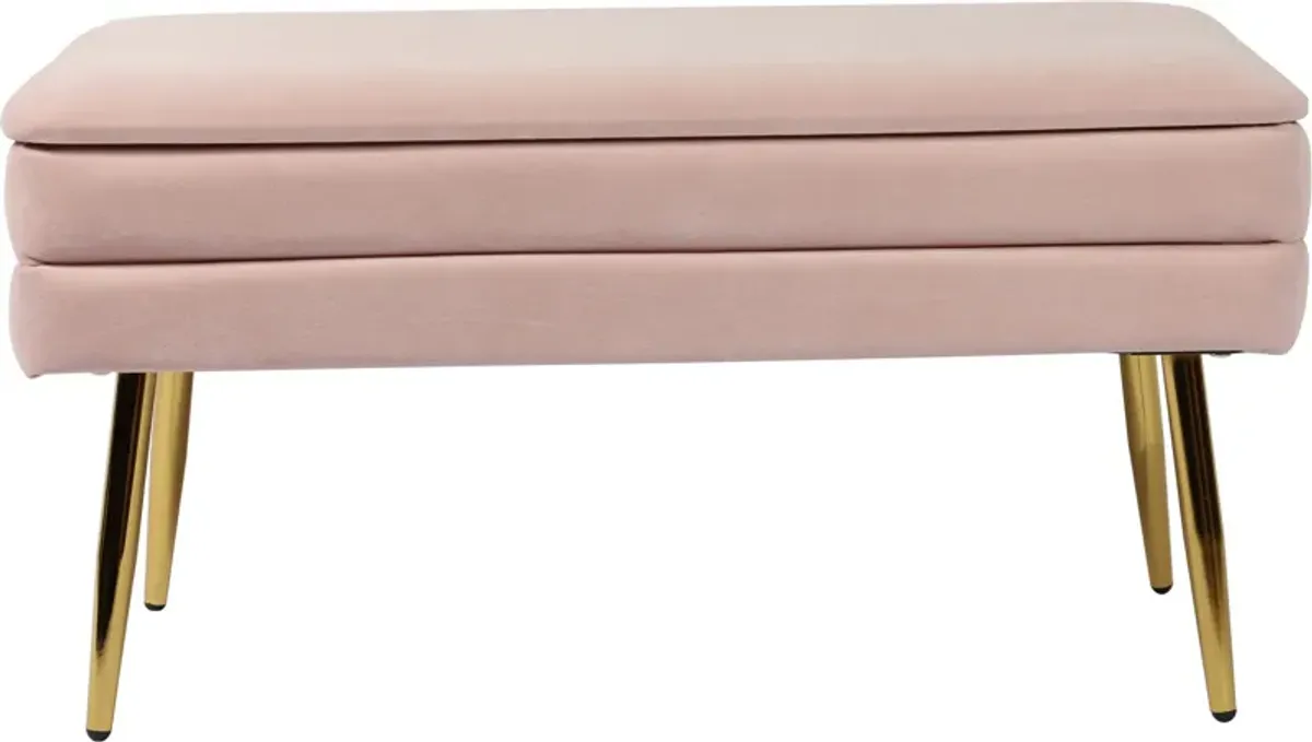 Sadira Upholstered Storage Bench - Blush