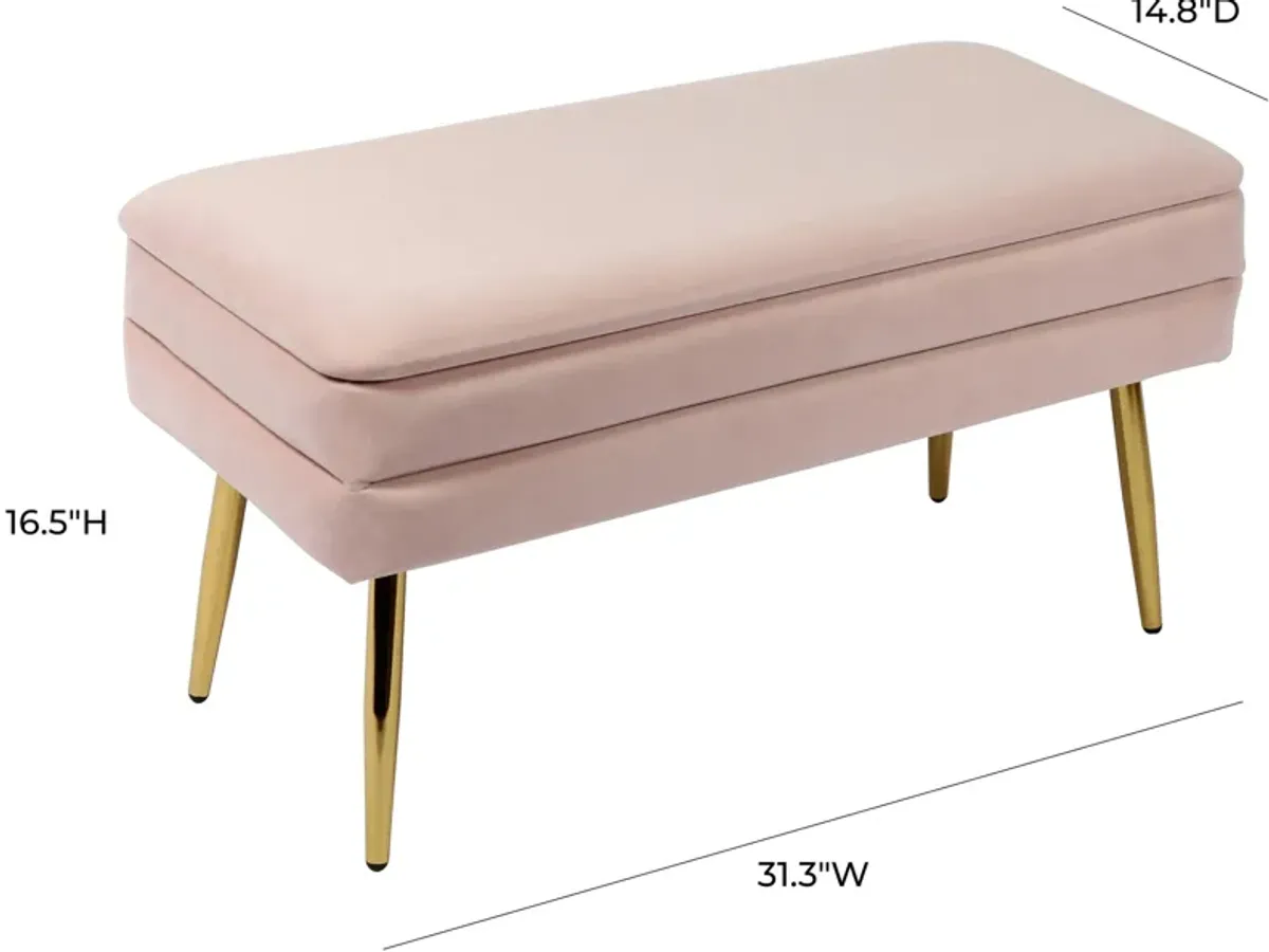 Sadira Upholstered Storage Bench - Blush