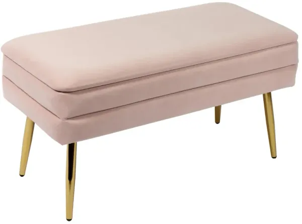 Sadira Upholstered Storage Bench - Blush