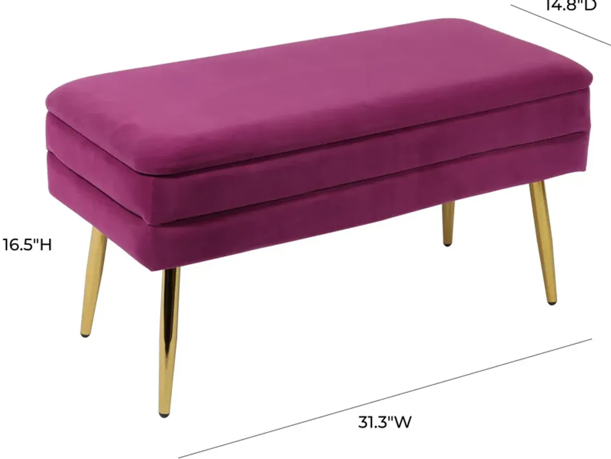 Sadira Upholstered Storage Bench - Plum