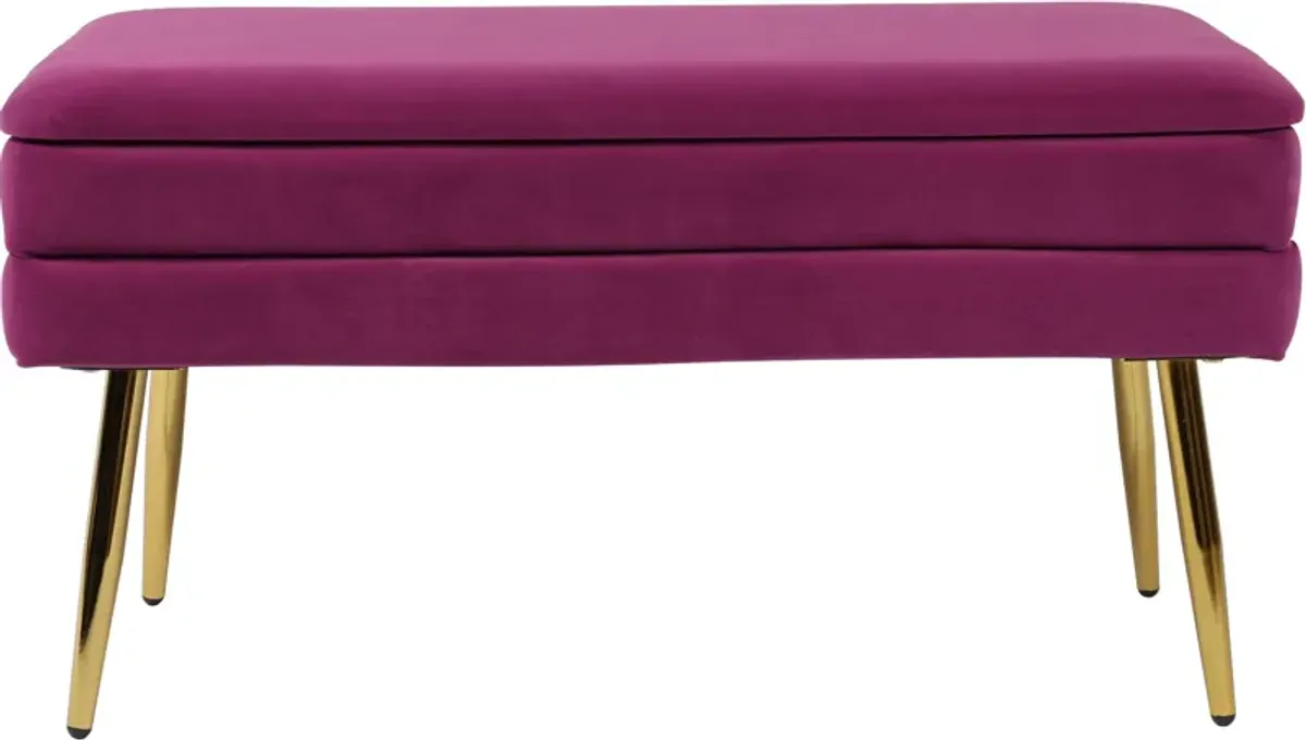 Sadira Upholstered Storage Bench - Plum