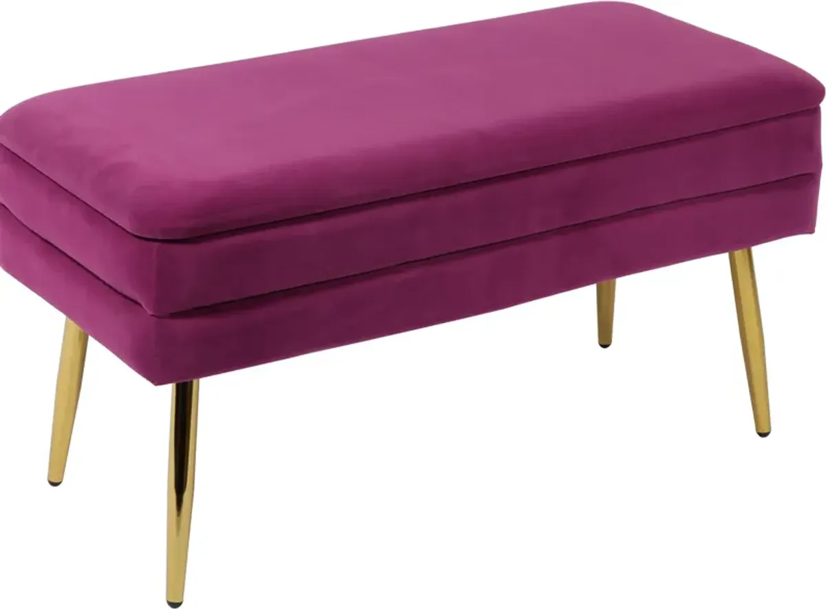 Sadira Upholstered Storage Bench - Plum