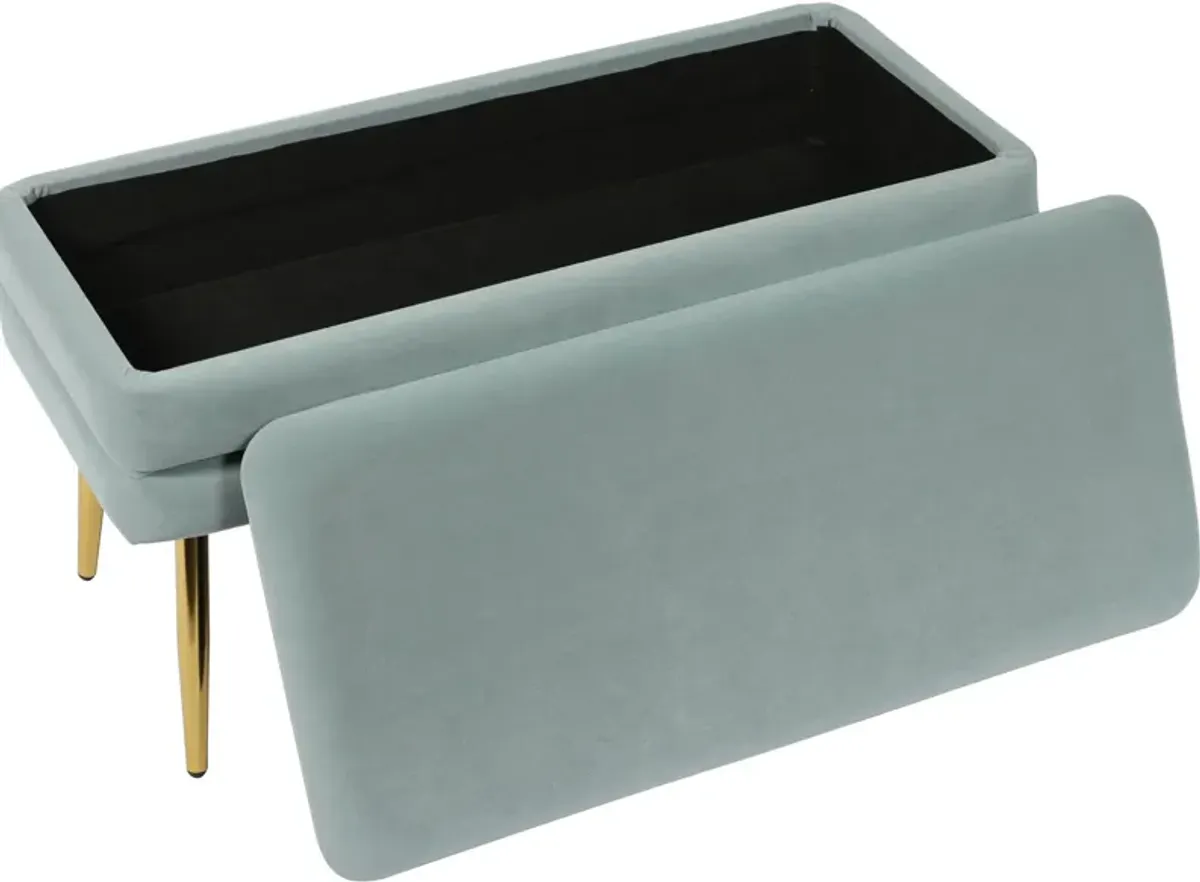 Sadira Upholstered Storage Bench - Sea Blue