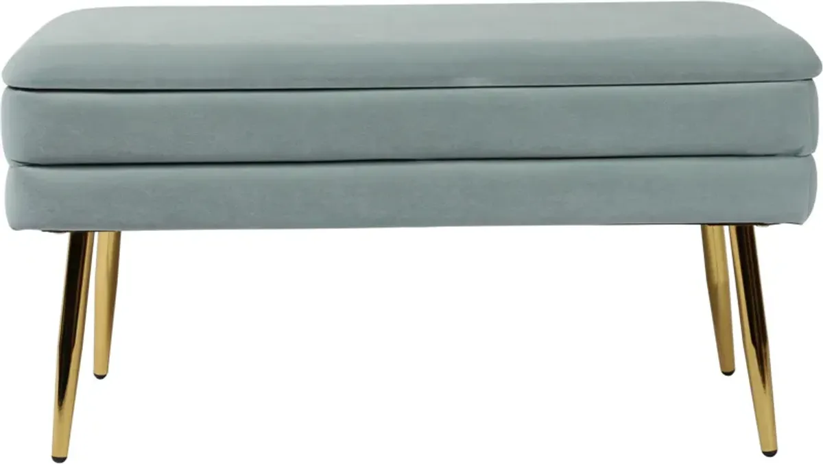 Sadira Upholstered Storage Bench - Sea Blue