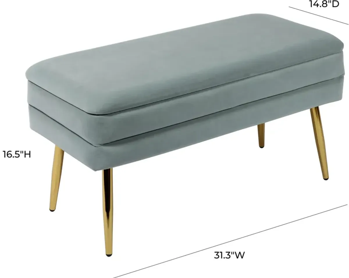 Sadira Upholstered Storage Bench - Sea Blue